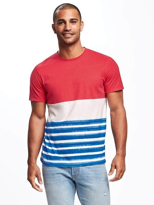 Old Navy Soft Washed Americana Crew Neck Tee For Men - Red And Blue
