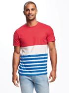 Old Navy Soft Washed Americana Crew Neck Tee For Men - Red And Blue
