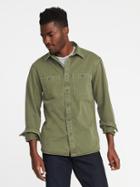 Old Navy Mens Regular-fit Garment-dyed Utility Shirt For Men Oliver Olive Size Xl