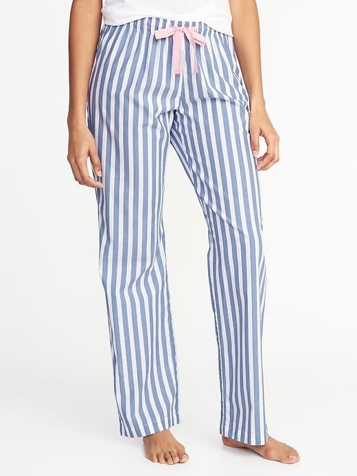 Old Navy Womens Poplin Sleep Pants For Women Blue Stripe Size S