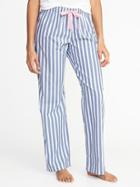 Old Navy Womens Poplin Sleep Pants For Women Blue Stripe Size S