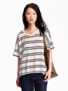 Old Navy Womens Oversized Drop Shoulder Tees Size L Tall - Black Stripe Top