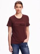Old Navy Relaxed Flocked Tee For Women - Ron Burgundy