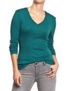 Womens Perfect V Neck Tees Size L Tall - Teal Next Time