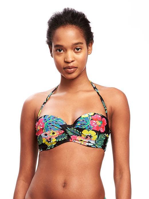 Old Navy Twist Front Bandeau Bikini Top For Women - Black Floral