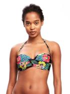 Old Navy Twist Front Bandeau Bikini Top For Women - Black Floral
