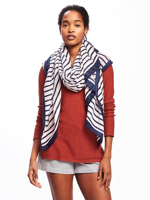 Old Navy Printed Herringbone Linear Scarf For Women - Mariner Blue
