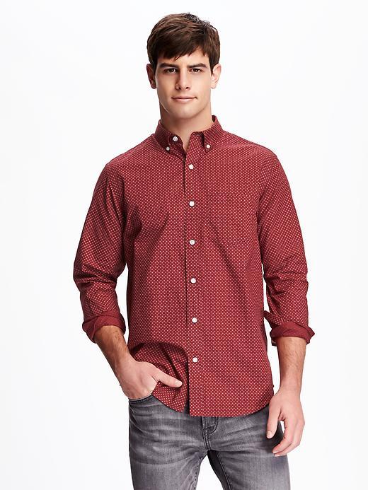 Old Navy Regular Fit Classic Printed Shirt For Men - Dark Red