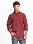 Old Navy Regular Fit Classic Printed Shirt For Men - Dark Red