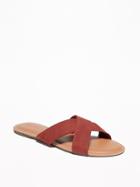 Old Navy Womens Faux-suede Crisscross Slide Sandals For Women Red Dirt Size 8