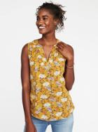 Old Navy Ruffled Dobby Swing Top For Women - Yellow Floral