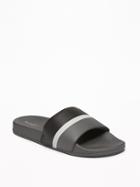 Faux-leather Pool Slide Sandals For Men