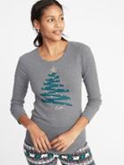 Old Navy Womens Slim-fit Graphic Thermal-knit Top For Women It';s Lit Size L