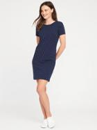 Old Navy Fitted Crew Neck Tee Dress For Women - Navy Dots