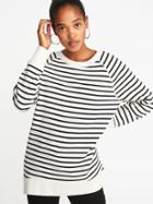 Old Navy Womens French-terry Boyfriend Sweatshirt For Women Black Stripe Size M