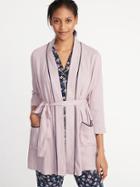 Old Navy Womens Soft-twill Tie-belt Robe For Women Plum Tonic Size Xs/s