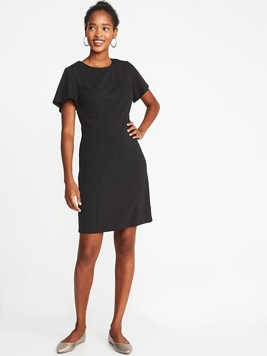 Old Navy Womens Ponte-knit Flutter-sleeve Sheath Dress For Women Blackjack Size Xs