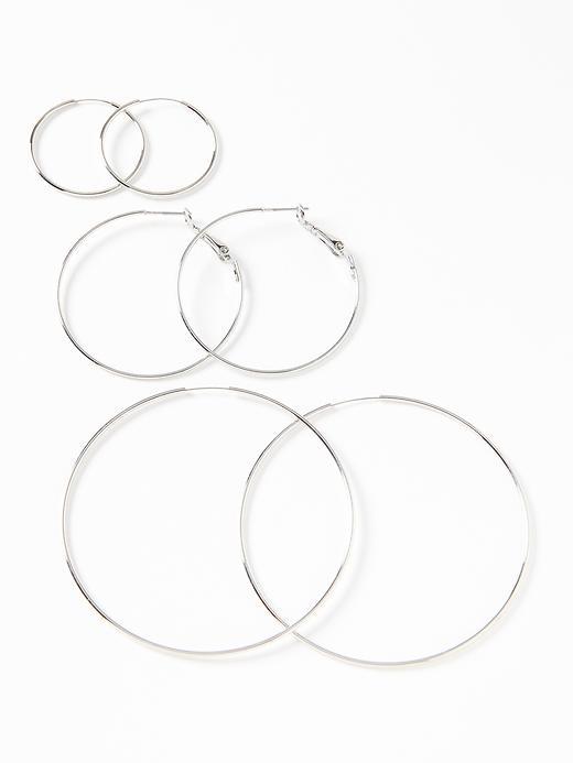 Old Navy Metal Hoop Earring 3 Pack For Women - Silver