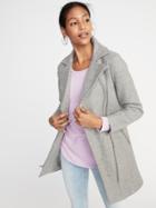 Old Navy Womens Brushed Flannel Long-line Moto Coat For Women Heather Gray Size Xs
