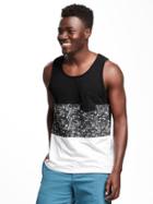 Old Navy Color Blocked Slub Knit Tank For Men - Black Print