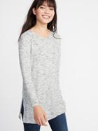 Old Navy Womens Relaxed Plush-knit Tunic Tee For Women Heather Gray Size S