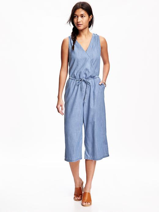 Old Navy Wide Leg Chambray Romper For Women - Monroe