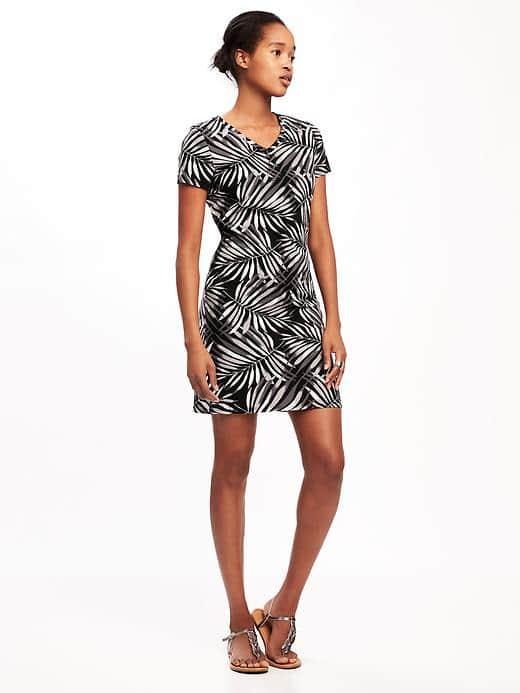 Old Navy Fitted V Neck Tee Dress For Women - Palms