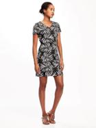 Old Navy Fitted V Neck Tee Dress For Women - Palms