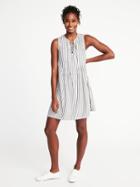 Old Navy Womens Metallic-stripe Pintuck Swing Dress For Women Navy Stripe Size Xxl