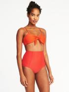 Old Navy Womens Knotted-tie Swim Top For Women Orange You Glad Size Xxl