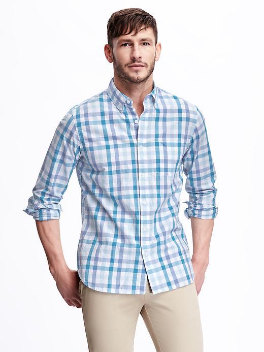 Old Navy Regular Fit Classic Plaid Shirt For Men - Blues Traveler
