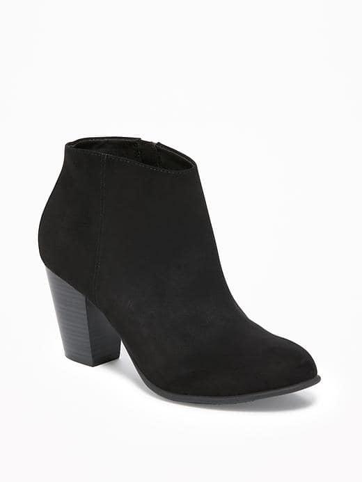 Old Navy Sueded Block Heel Booties For Women - Black