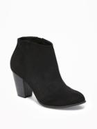 Old Navy Sueded Block Heel Booties For Women - Black