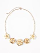 Old Navy Womens Floral-cluster Statement Necklace For Women Cream Size One Size