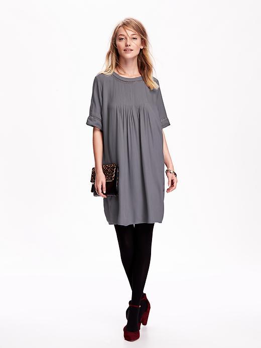 Old Navy Womens Pintucked Shift Dress Size L Tall - Dorian Grey