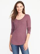 Old Navy Semi Fitted Rib Knit Henley For Women - Mauve Squad