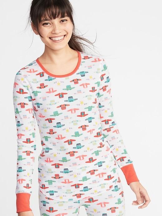 Old Navy Womens Slim-fit Printed Thermal-knit Tee For Women Christmas Sweaters Size Xs
