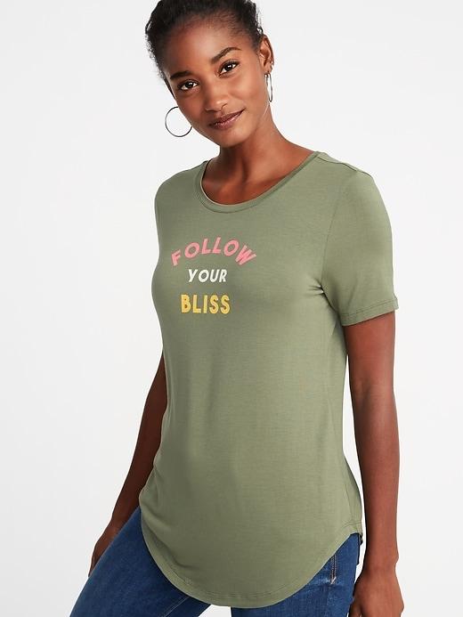 Old Navy Womens Luxe Graphic Curved-hem Tee For Women Follow Your Bliss Size Xs