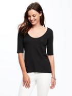 Old Navy Classic Fitted Ballet Back Tee For Women - Black