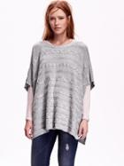 Old Navy Womens Cable Knit Poncho Size M/l - Light Grey Heather