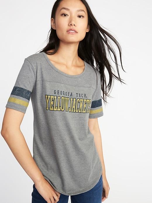Old Navy Womens College-team Graphic Sleeve-stripe Tee For Women Georgia Tech Size Xs