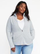 Old Navy Womens Plus-size Micro Fleece Full-zip Jacket Heather Gray Size 3x