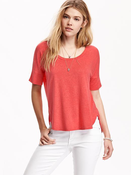 Old Navy Womens Sweater Knit Short Sleeve Tops Size L Tall - Apple Guava