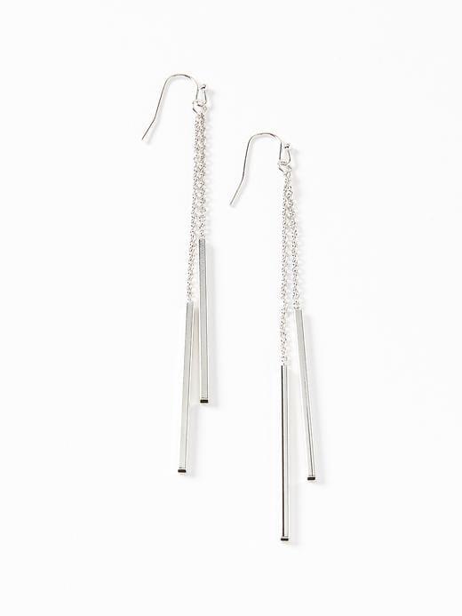 Old Navy Womens Chain-bar Drop Earrings For Women Silver Size One Size