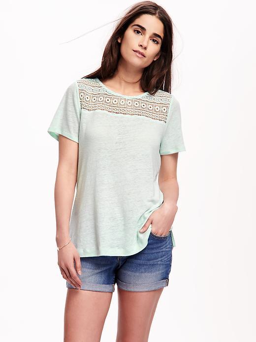 Old Navy Lace Yoke Swing Tee For Women - Surfin Usa