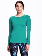 Old Navy Go Dry Mesh Yoke Run Shirt For Women - Too Teal Polyester