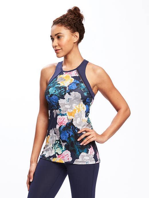 Old Navy Go Dry Cool Mesh Trim Support Tank For Women - Blue Floral
