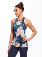 Old Navy Go Dry Cool Mesh Trim Support Tank For Women - Blue Floral