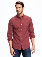 Old Navy Slim Fit Classic Printed Shirt For Men - Dark Red