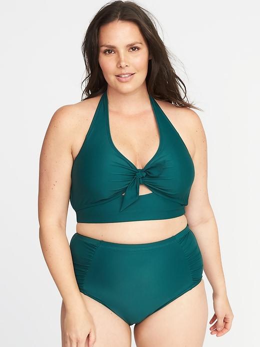 Old Navy Womens Plus-size Long-line Halter Swim Top Spruce Mountain Size 4x